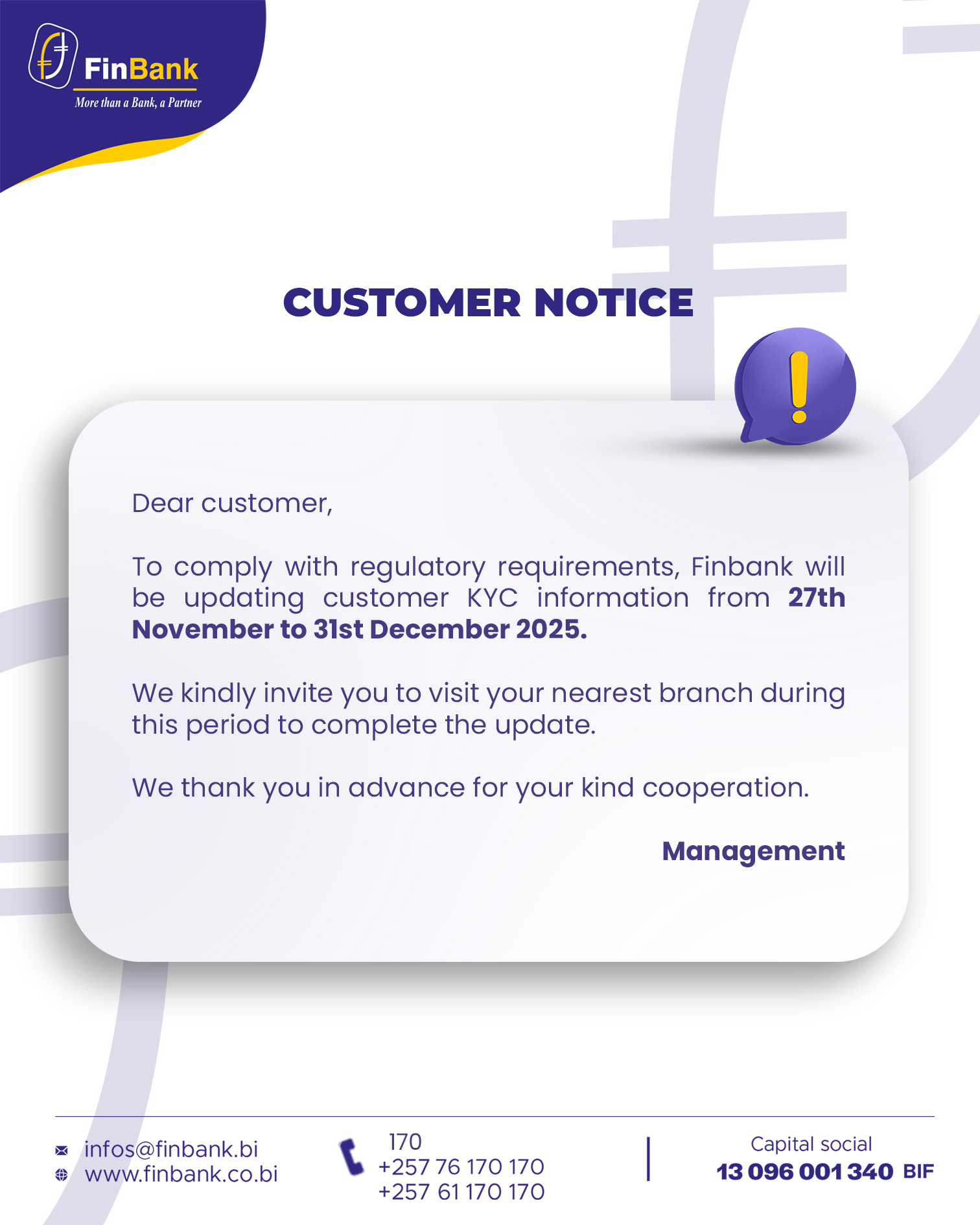 CUSTOMER NOTICE